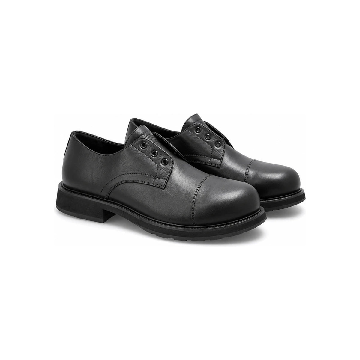 BALENCIAGA Black Leather Truck Derby Shoes