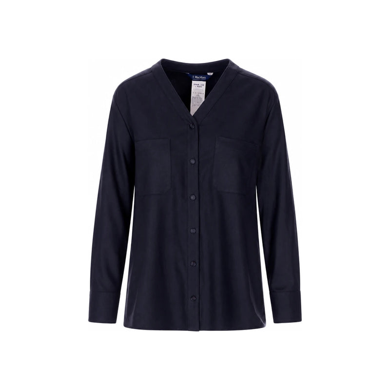 Max Mara Wool Flannel V-Neck Shirt 2529116023 006