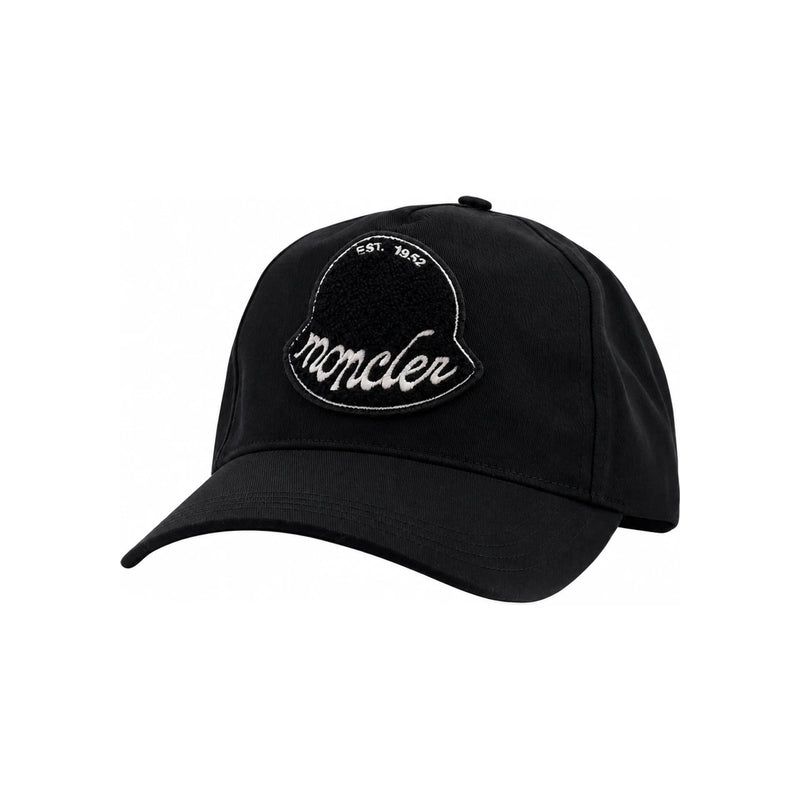 Moncler Logo Patch Black Cotton Baseball Cap 3B00030 0U082 999
