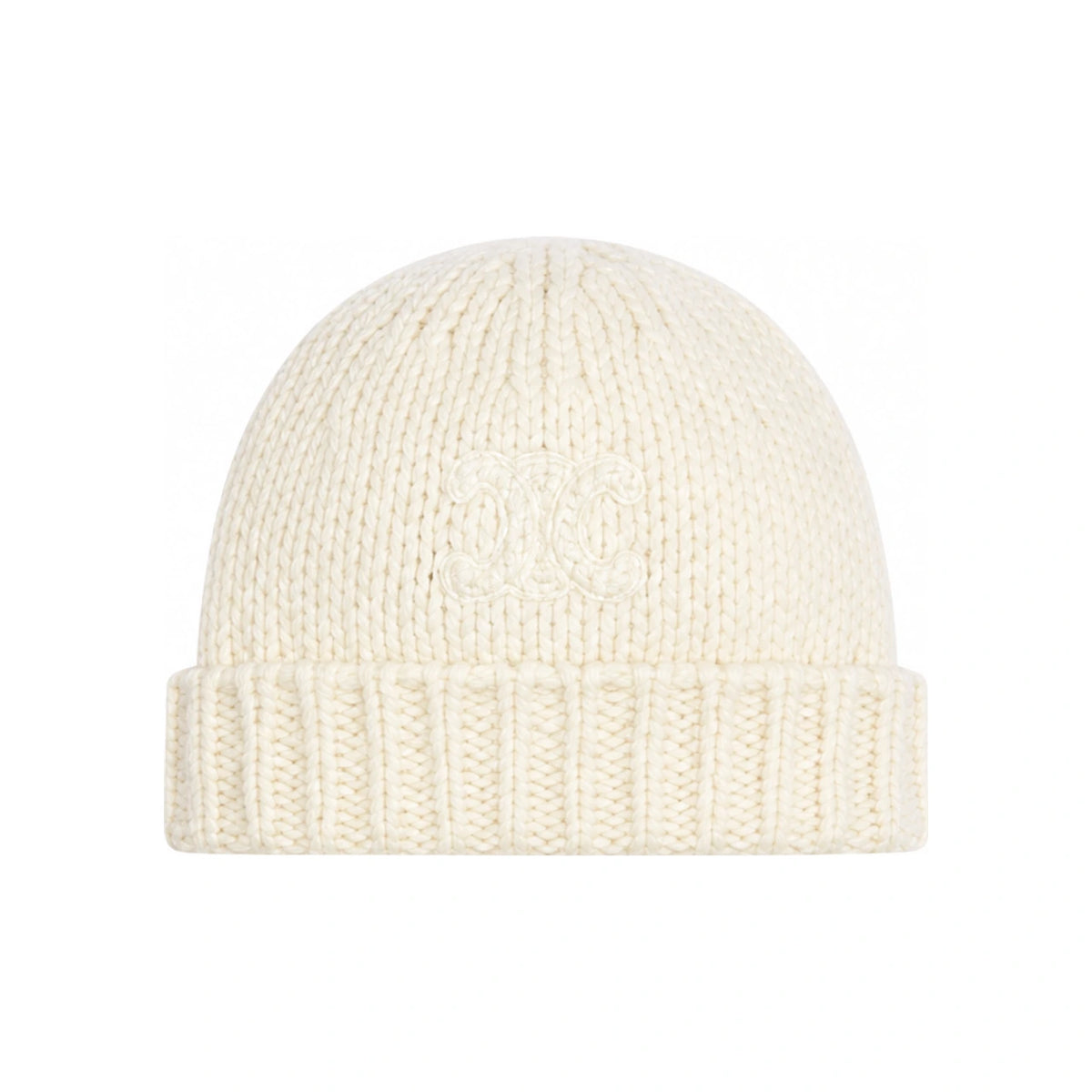 CELINE Triomphe Beanie Cashmere Silk Off White AA09Y0899 01OW