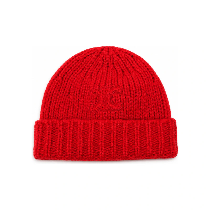 CELINE Triomphe Beanie Cashmere Silk Bright Red AA09Y0899 27BR