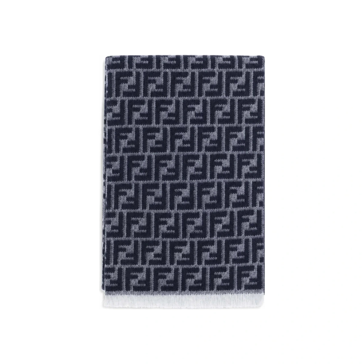 FENDI FF Jacquard Wool Scarf Blue FXS373 ATQB F03NU