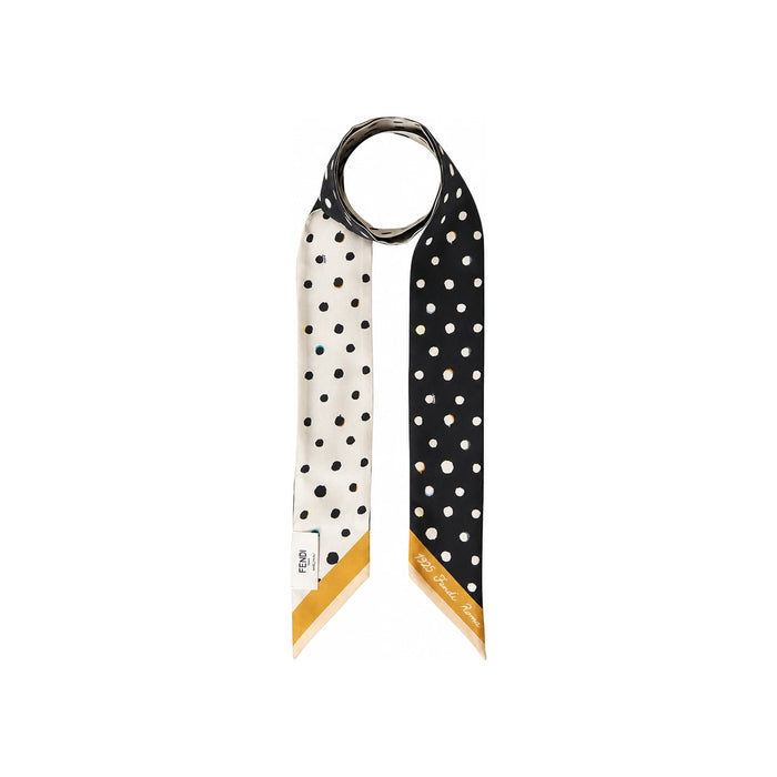 FENDI Optical Raphia Silk Scarf Navy/White