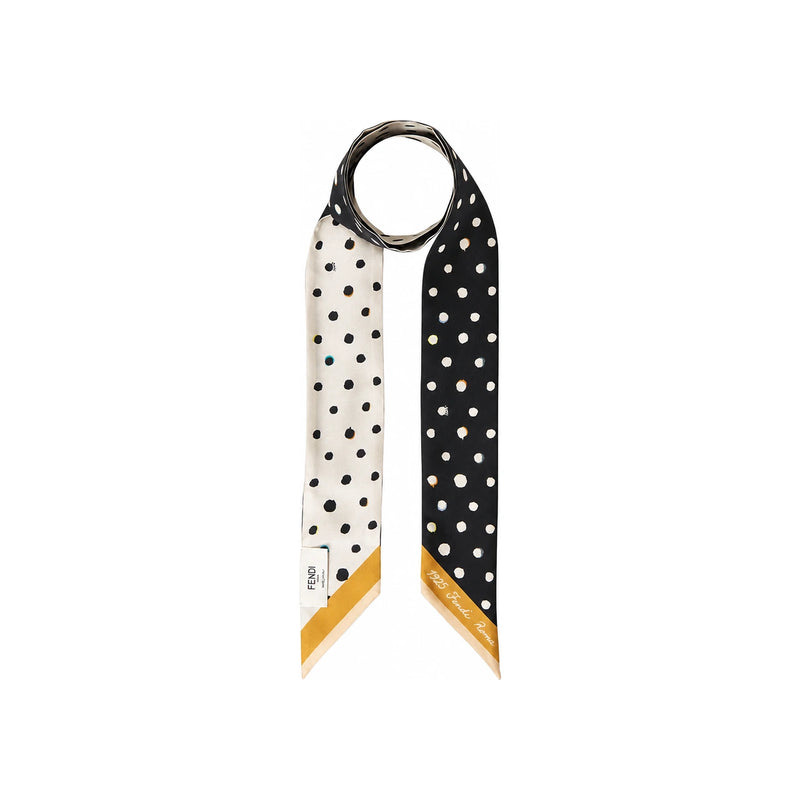 FENDI Optical Raphia Silk Scarf Navy/White