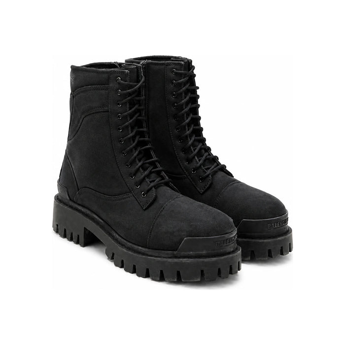 BALENCIAGA Combat Strike Leather Chelsea Boots Black Men