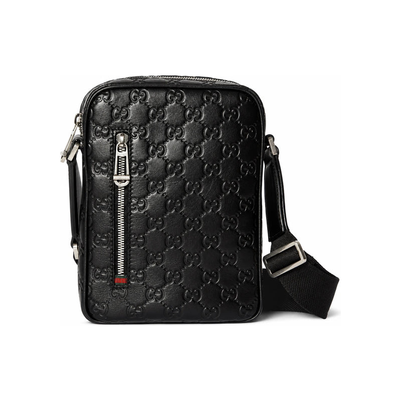 GUCCI GG Emblem Small Crossbody Bag Black Leather