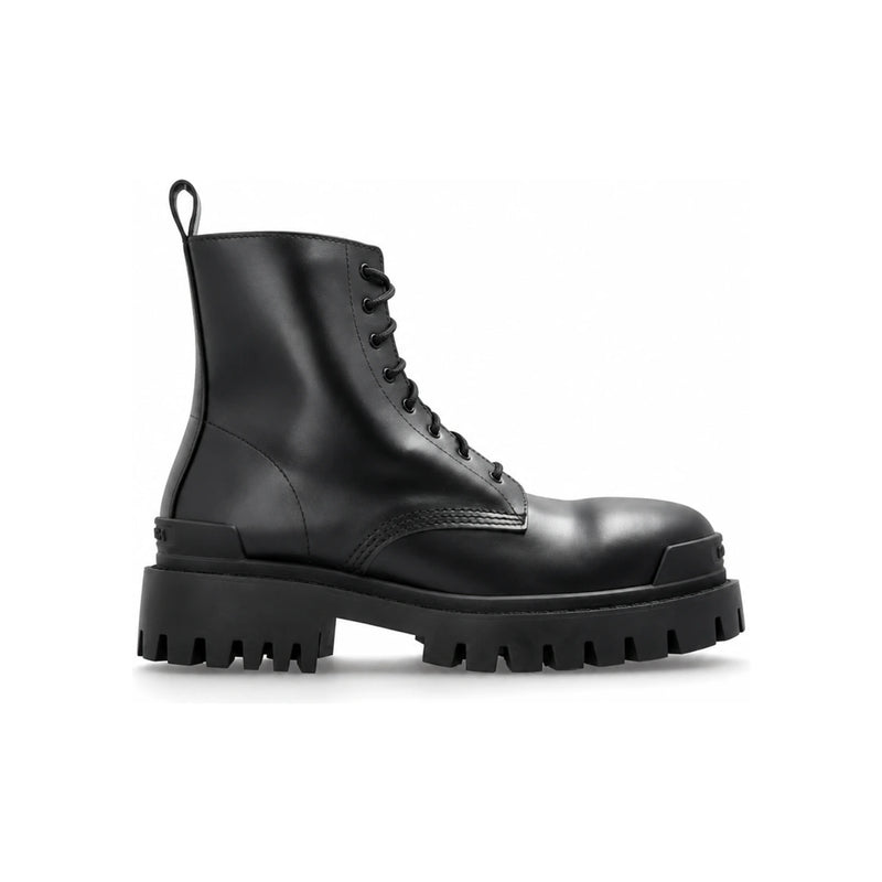BALENCIAGA Black Leather Strike Zip Ankle Boots