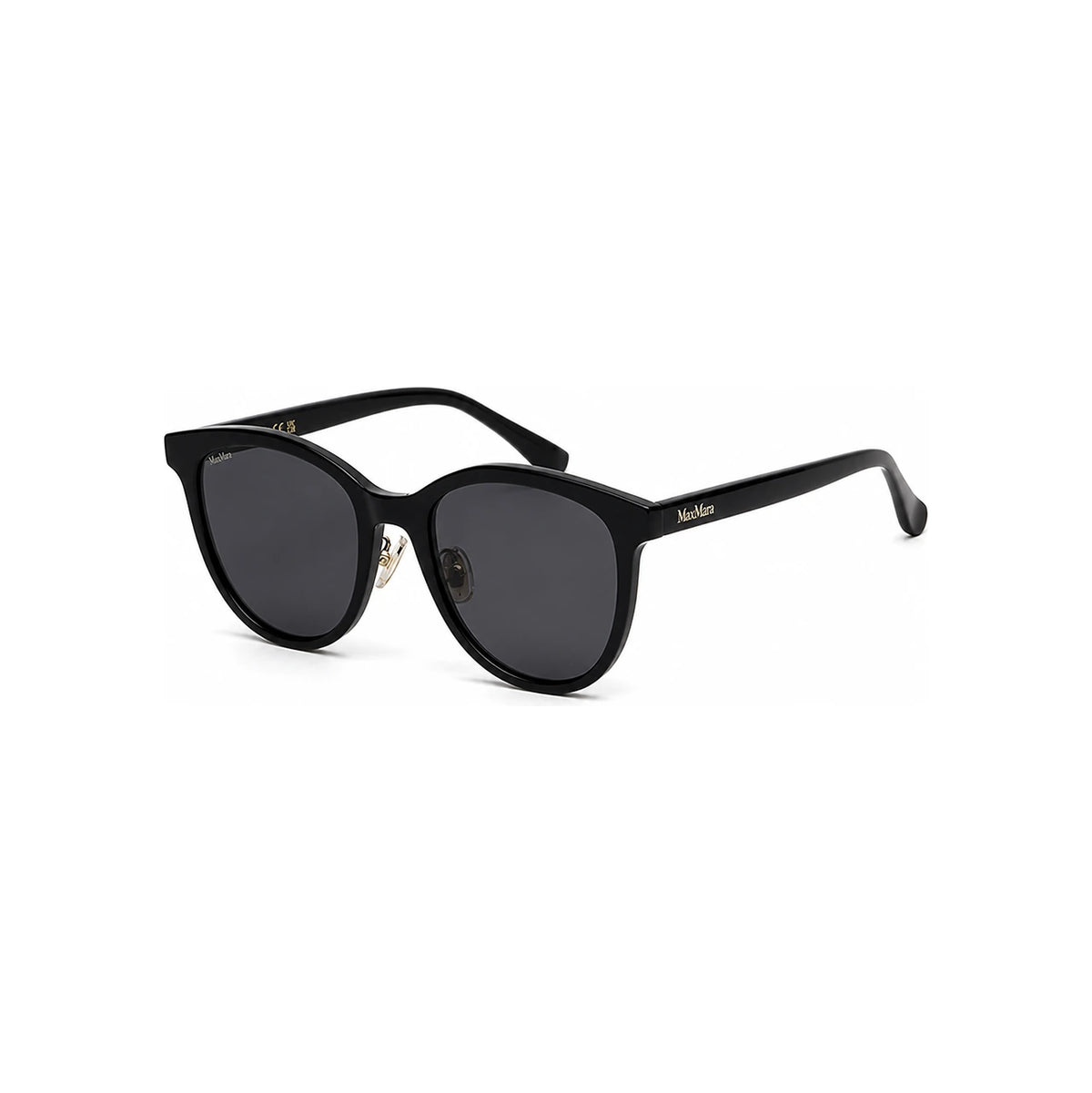 Max Mara Black Round Acetate Sunglasses Asian Fit Unisex MM0107K 01A
