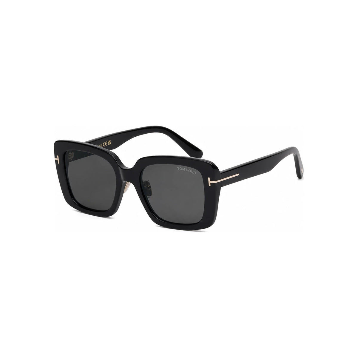 TOM FORD Black Rectangular Acetate Sunglasses Asian Fit Unisex TF1169K 01A