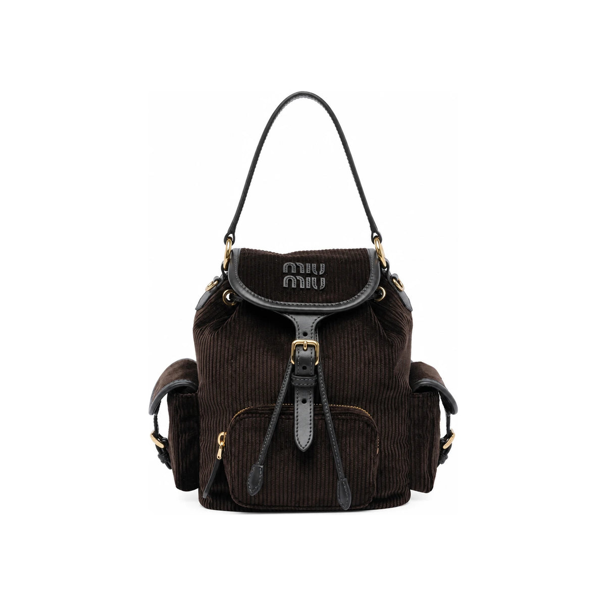 Miu Miu Corduroy Medium Backpack Brown