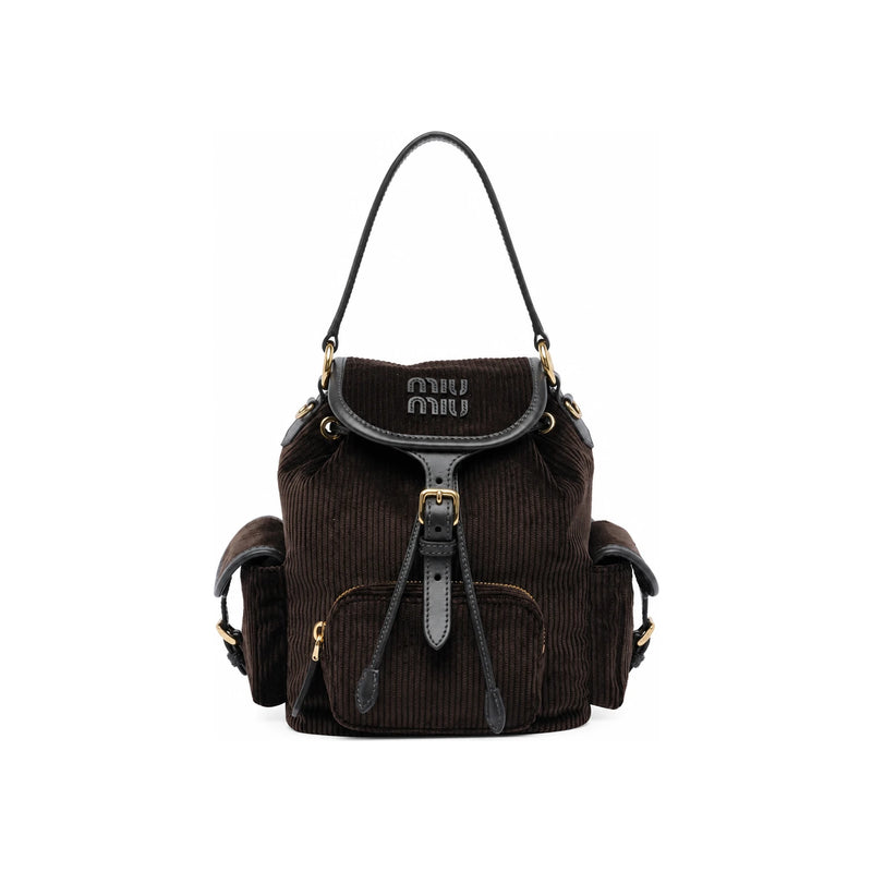 Miu Miu Corduroy Medium Backpack Brown