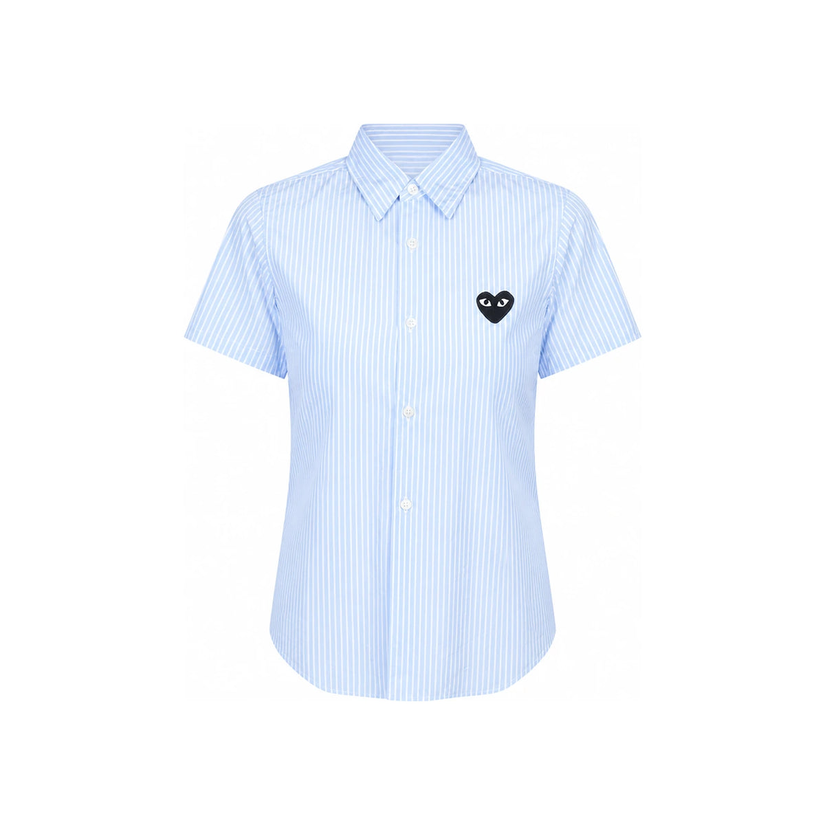 Comme des Garcons Black Heart Patch Stripe Short Sleeve Blouse AZ B021 051 1
