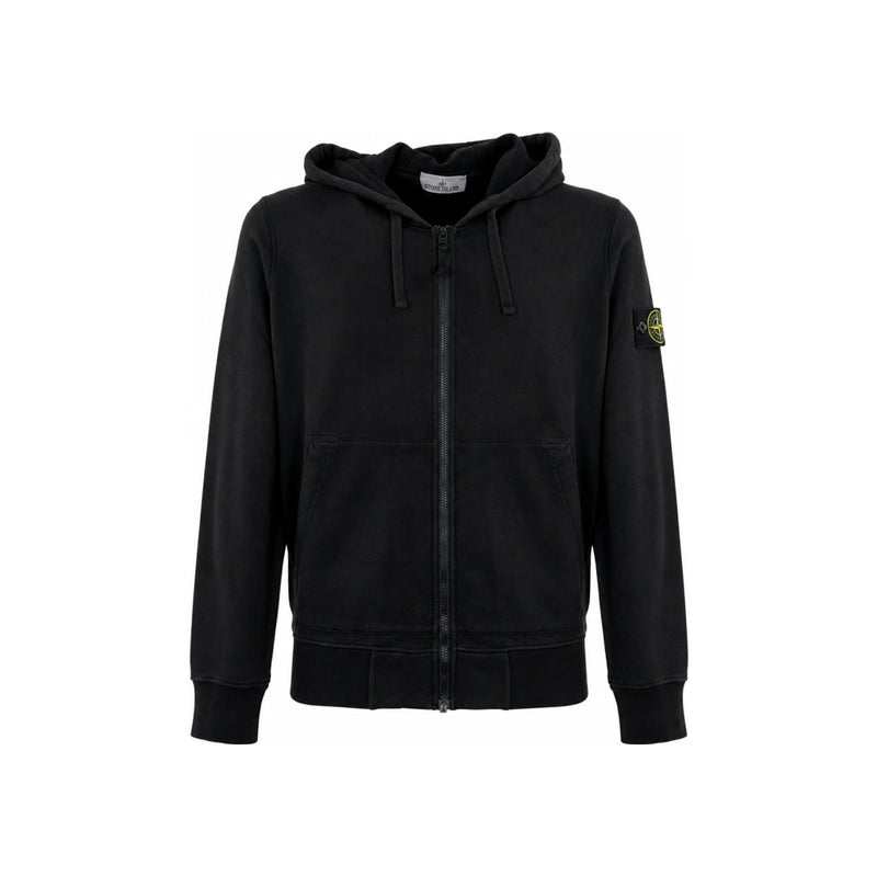 STONE ISLAND Organic Cotton Hooded Zip-Up Jacket Black 6100061 S0051 V0029