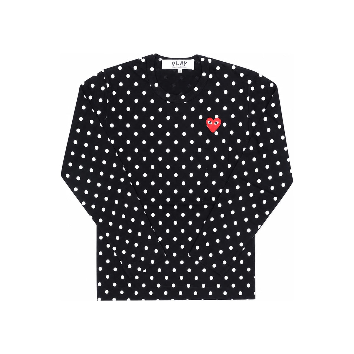 Comme des Garcons Red Heart Patch Polka Dot Long Sleeve T-Shirt AX T166 051 1