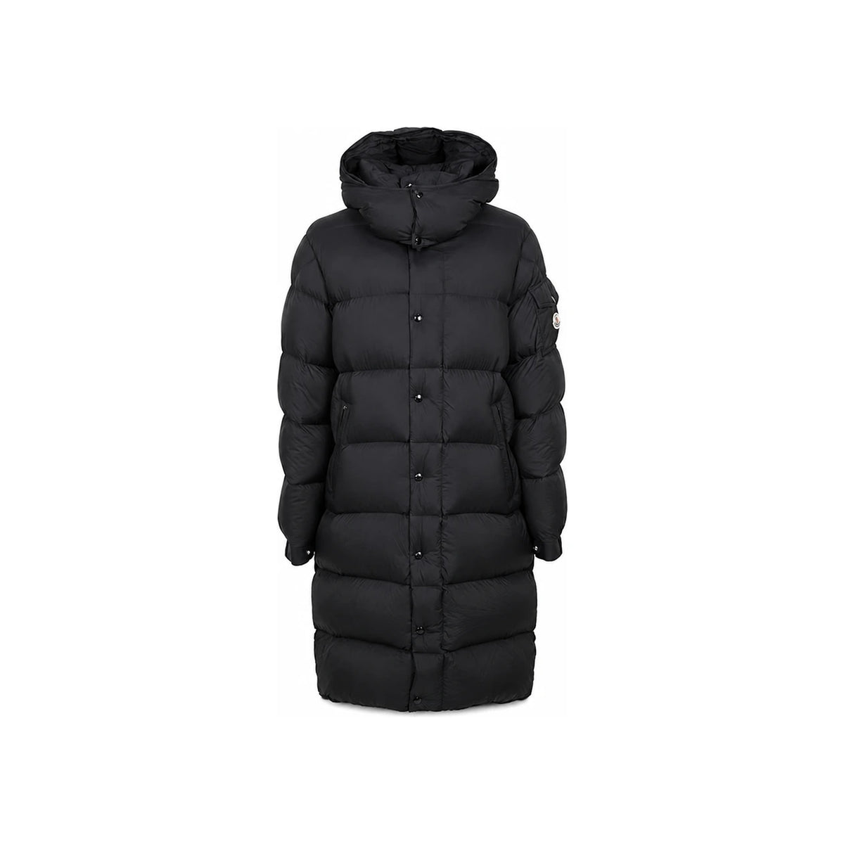 Moncler Hanoverian Logo Patch Long Hooded Down Jacket Black 1C00005 53333 999