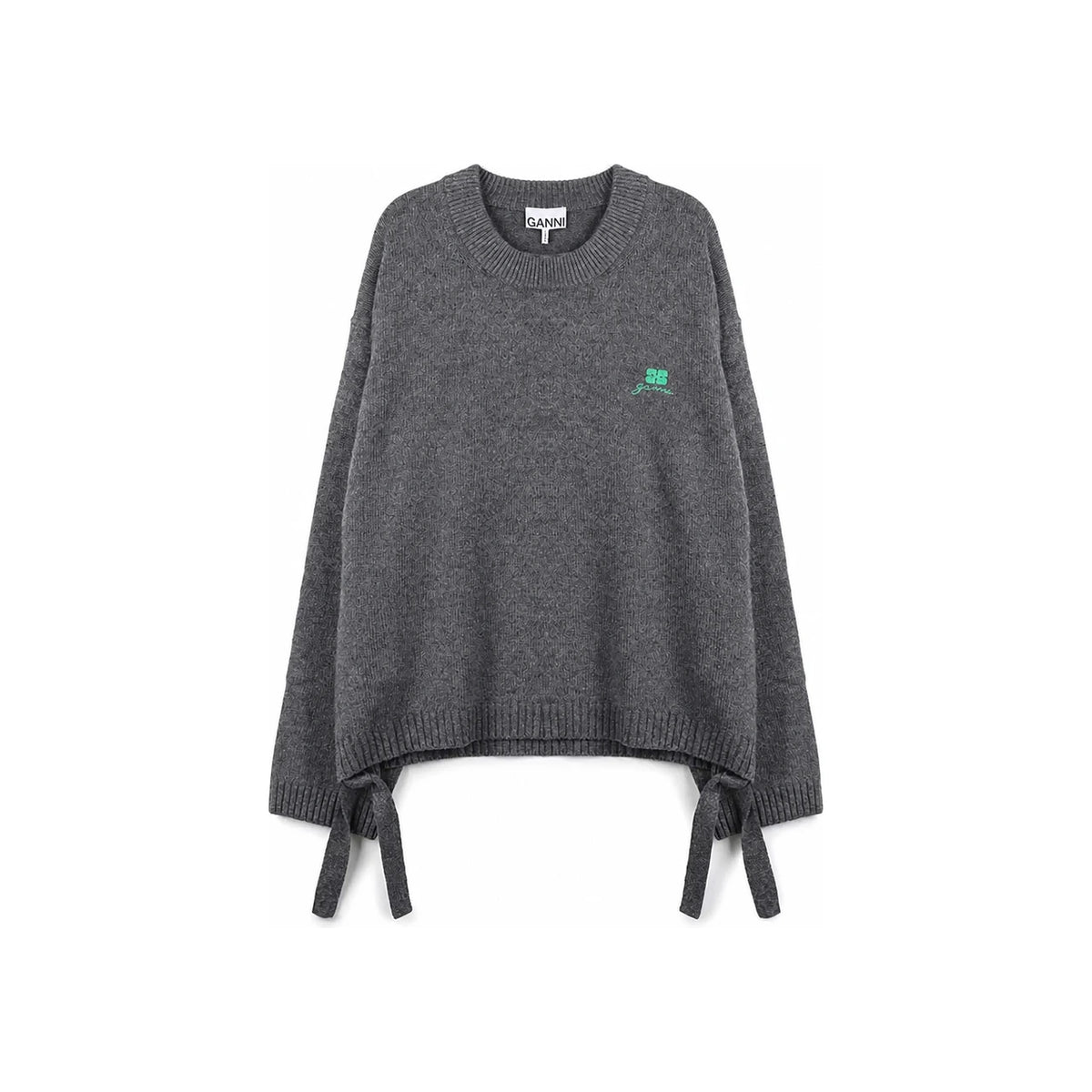 GANNI Grey Wool Blend Crewneck Knit Sweater K2632 220