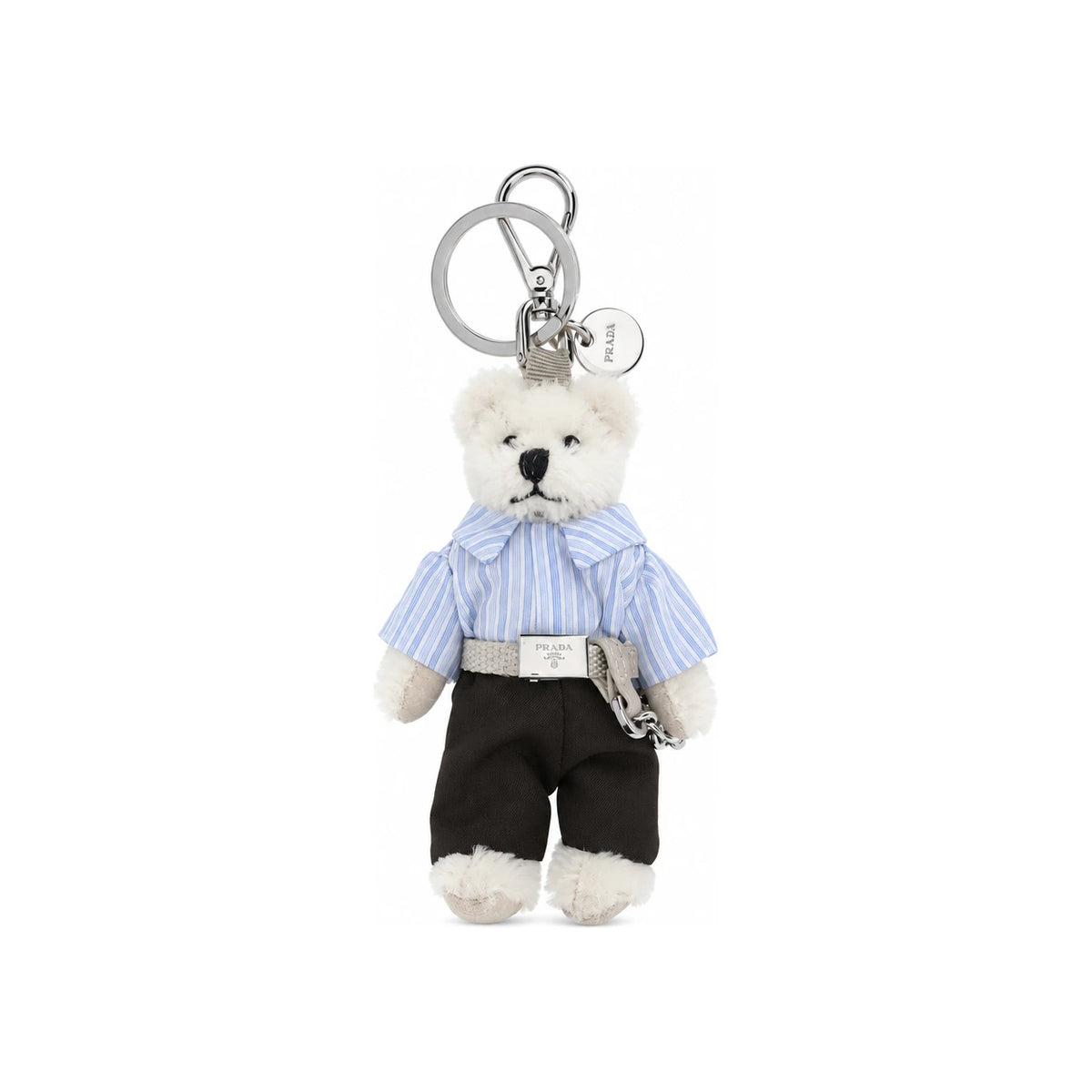 PRADA Black Leather Keyring Keychain