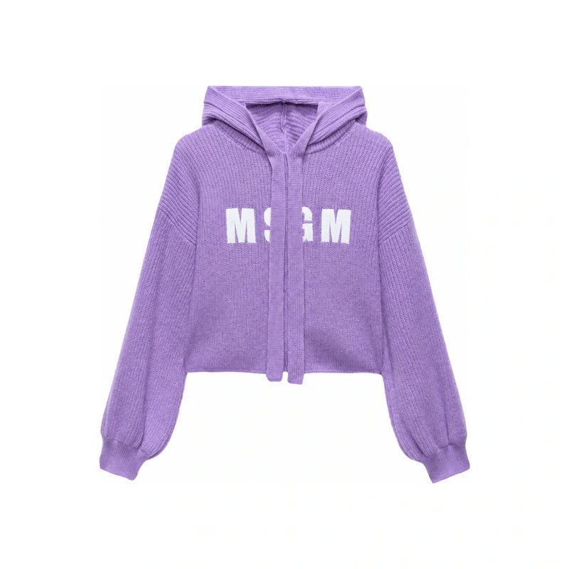 MSGM Logo Cashmere-Blend Hooded Sweatshirt 3941MDM219 257785 23
