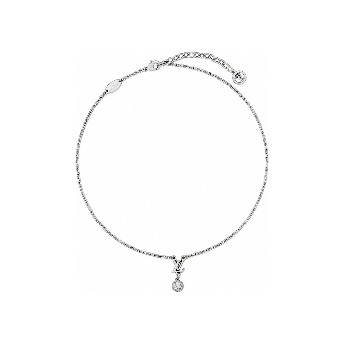 Louis Vuitton LV Iconic Louisa Strass Necklace Palladium-Tone Metal