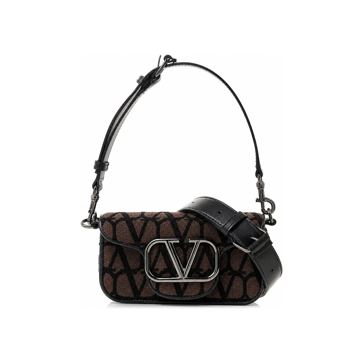 VALENTINO Garavani Small Locò Shoulder Bag White Leather Women