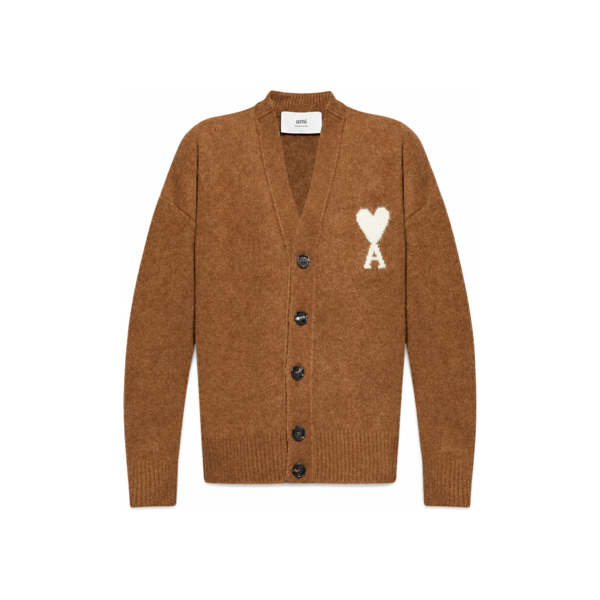 AMI Brown Alpaca Knit Cardigan