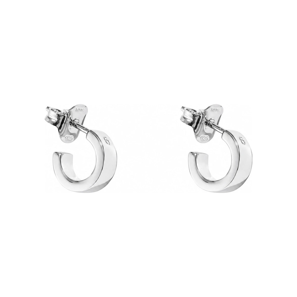 MM6 Silver Number Logo 4mm Earrings