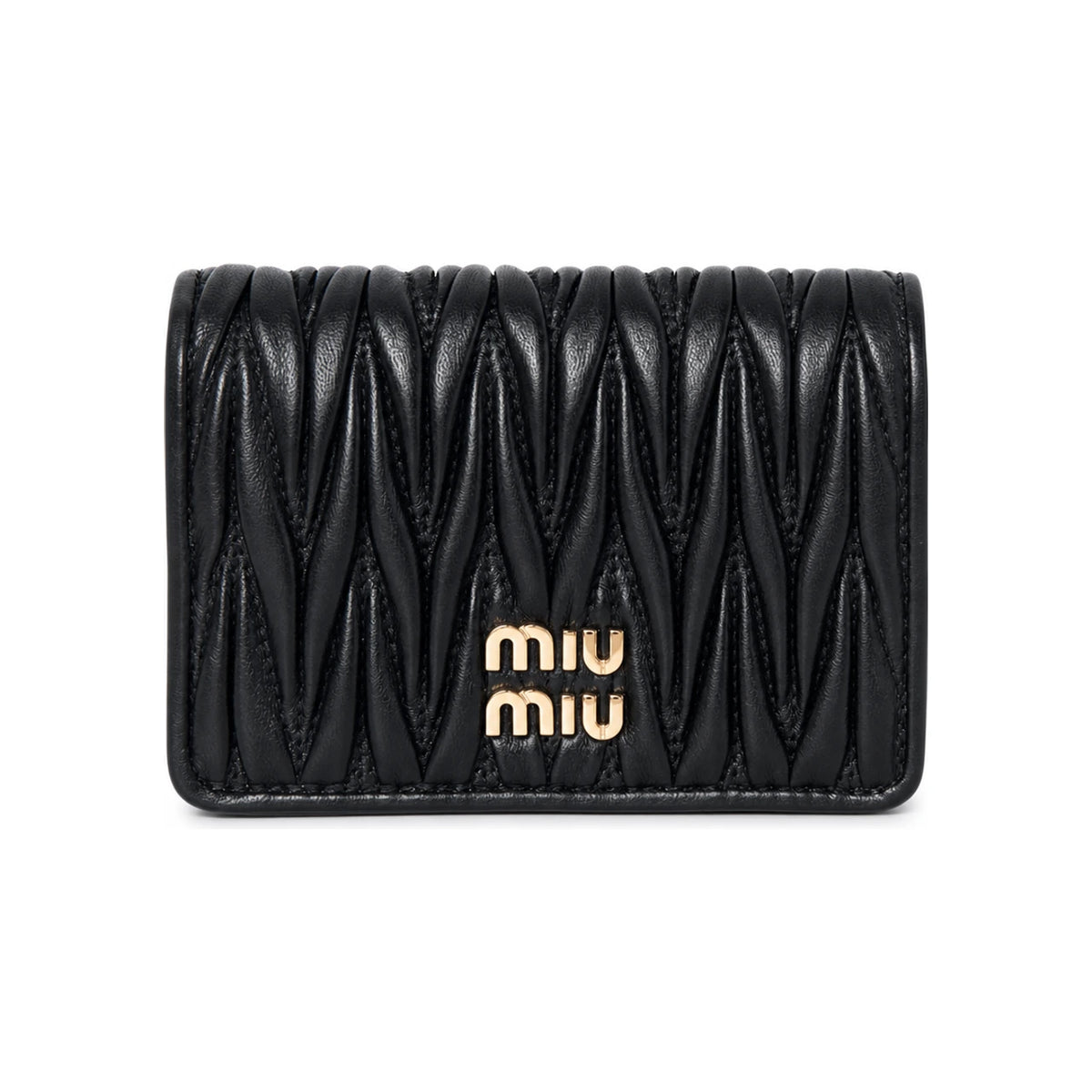 Miu Miu Small Matelassé Nappa Leather Card Holder Wallet Black 5MV021 AFPP F0002