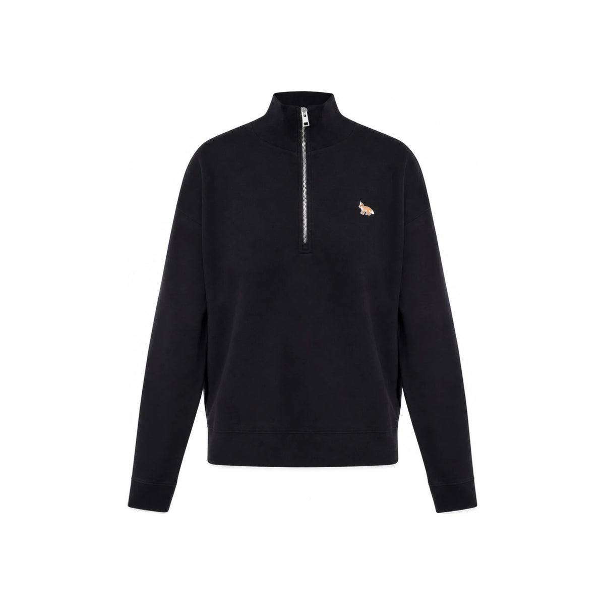 Maison Kitsune Baby Fox Half Zip Sweatshirt Medium Black PW00308 KM0341 P199