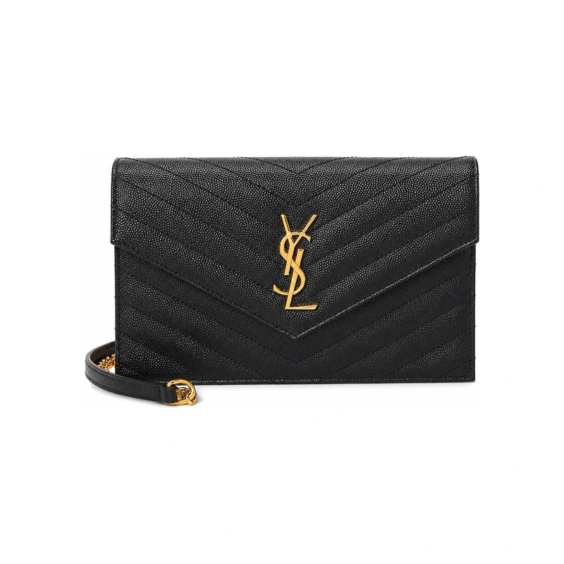 Saint Laurent Cassandre Envelope Chain Wallet Shoulder Bag Bla 857605 BOW01 1000