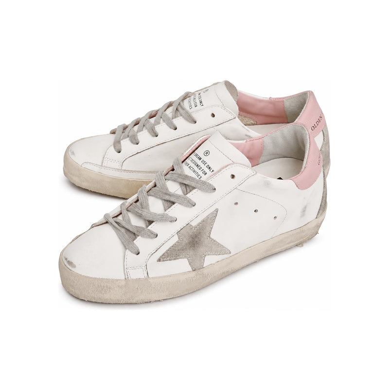 GOLDEN GOOSE Superstar Pink Tab White Leather Low-Top Sneakers Women