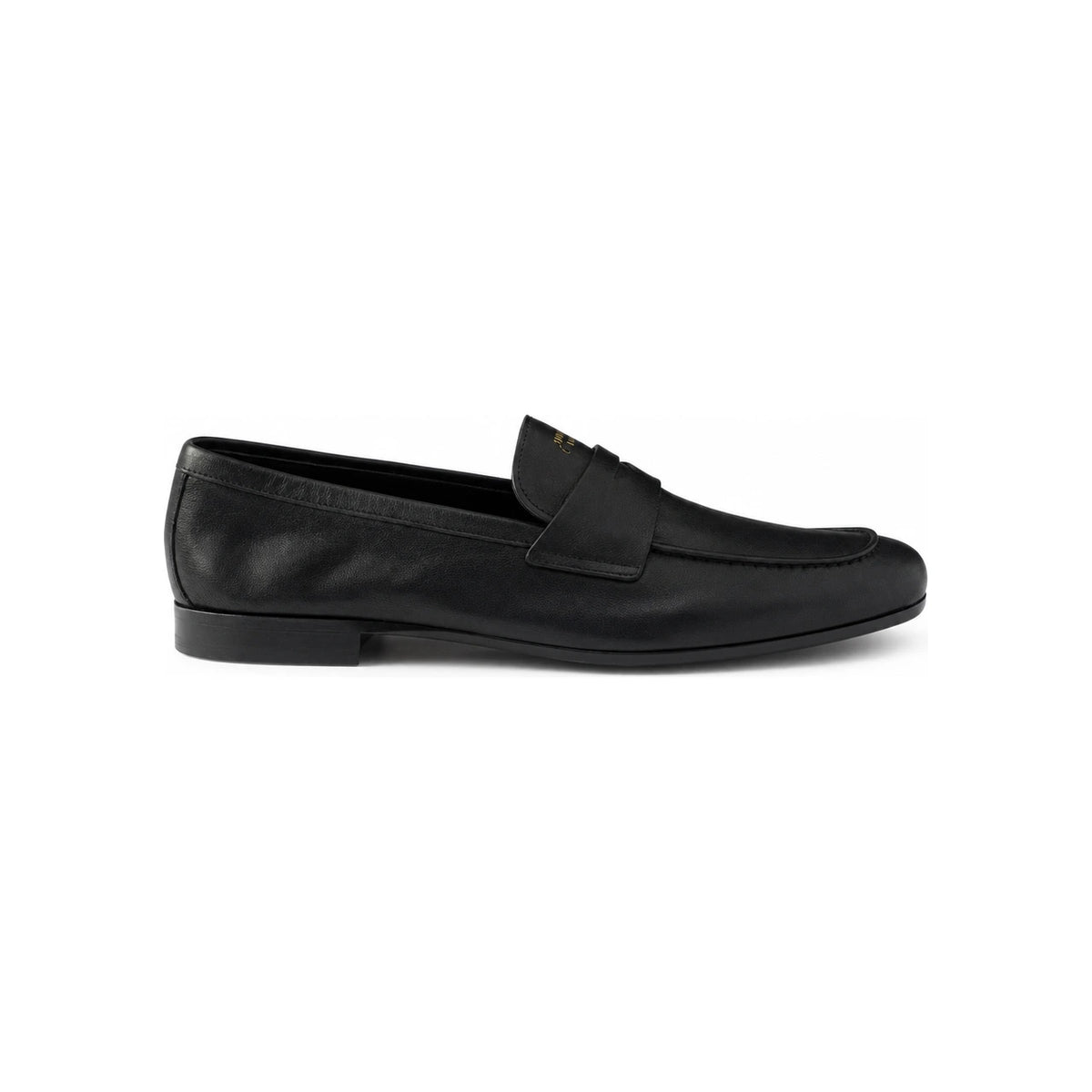 PRADA Black Leather Slip-On Loafers for Men