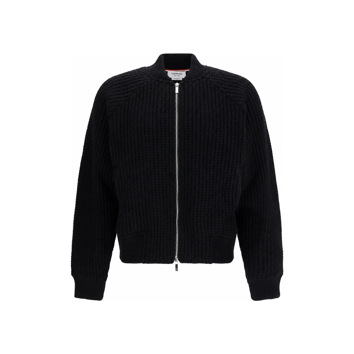 THOM BROWNE Wool Waffle Raglan 4-Bar Bomber Jacket MJT549A 05396 001