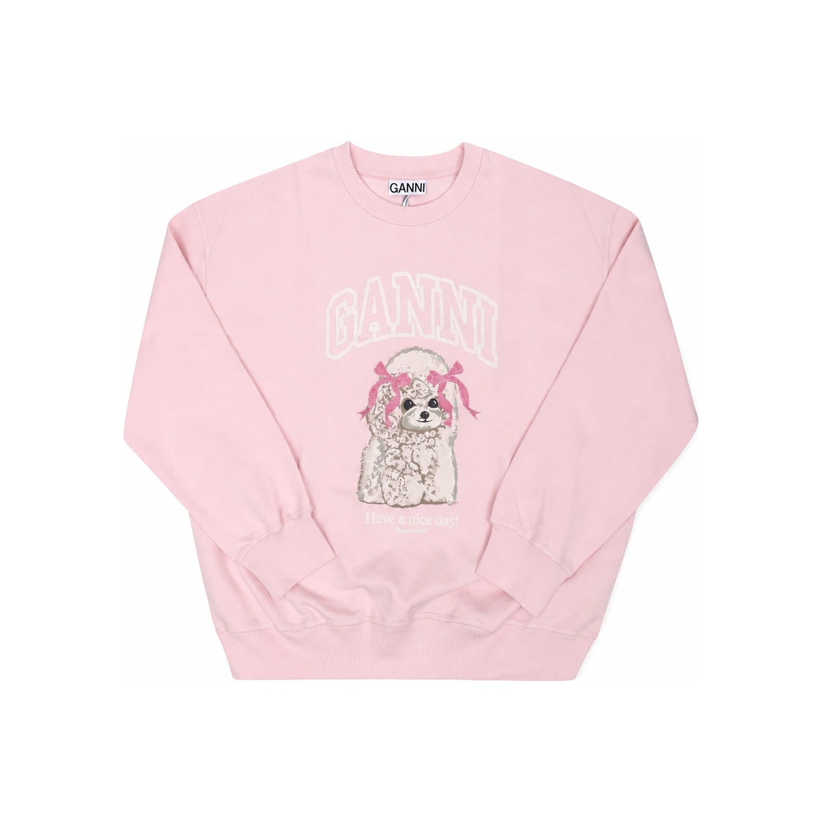 GANNI Chalk Pink Poodle Graphic Sweatshirt A1060026 868
