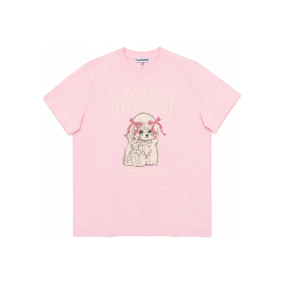 GANNI Women's Pink Poodle Graphic Short-Sleeve T-Shirt A1050062 868