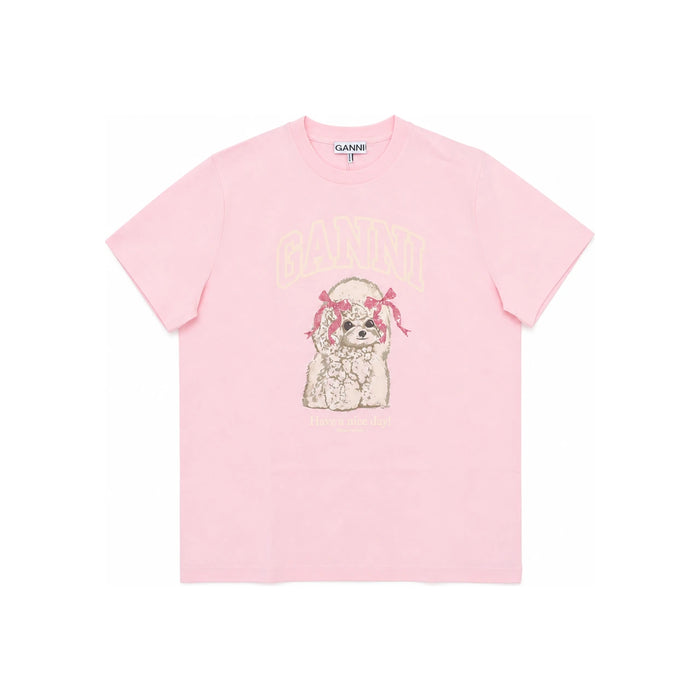 GANNI Women's Pink Poodle Graphic Short-Sleeve T-Shirt A1050062 868