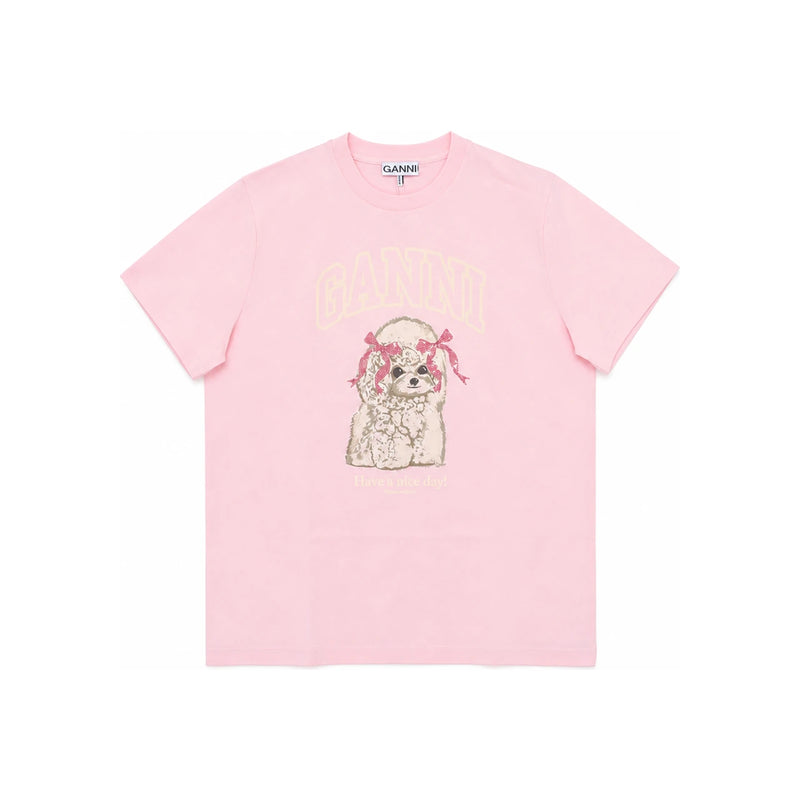 GANNI Women's Pink Poodle Graphic Short-Sleeve T-Shirt A1050062 868