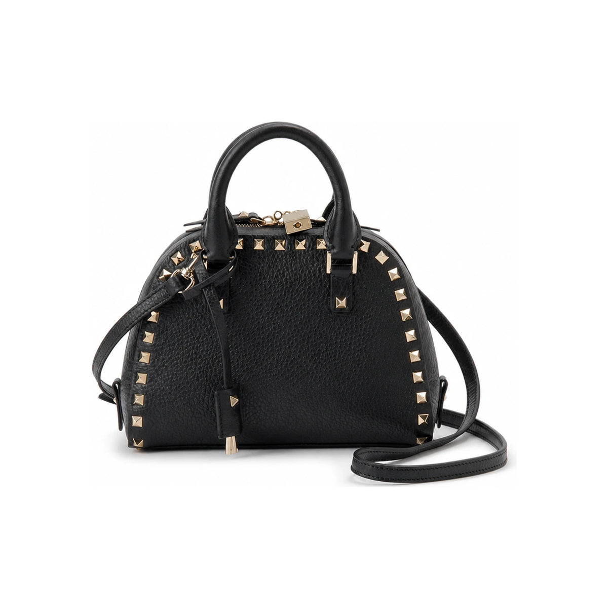 VALENTINO Rockstud Leather Tote Bag Crossbody 6W2B0Q96 VSF 0NO