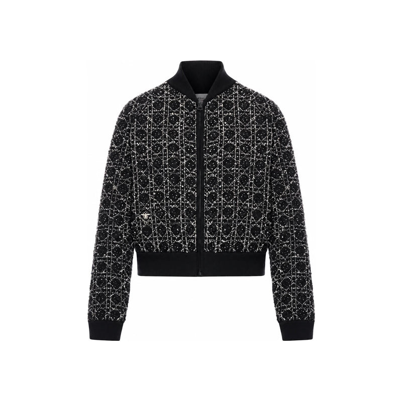 DIOR Macro Cannage Tweed Bomber Jacket Black 614V50A7520 9101