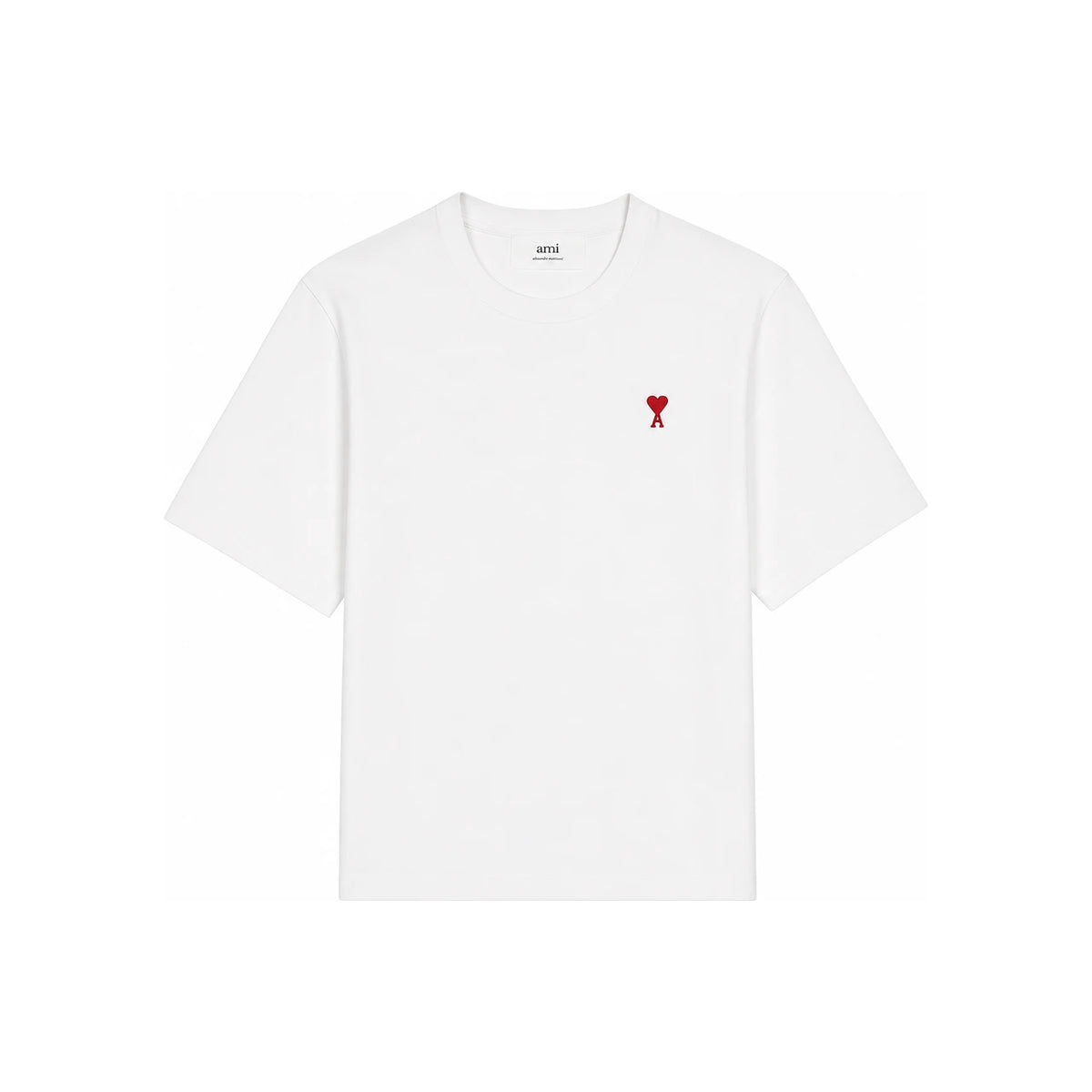 AMI Heart Logo Semi-Overfit Short Sleeve T-Shirt White