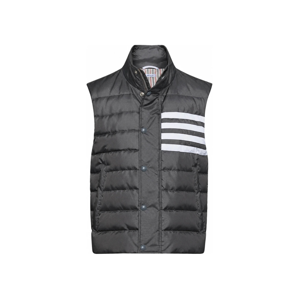 THOM BROWNE 4-Bar Stripe Men’s Puffer Vest Gray