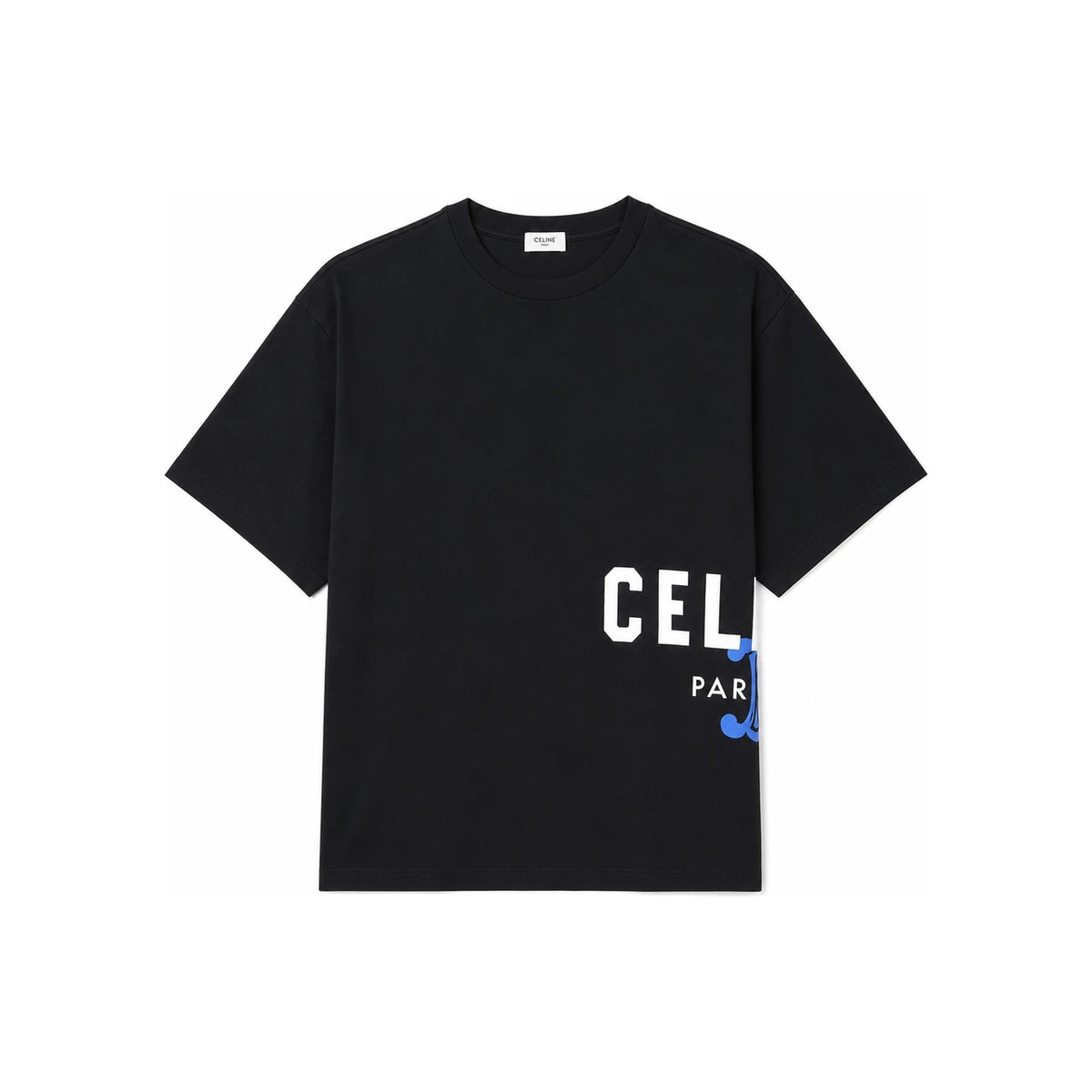 CELINE Black Jersey Cotton Short Sleeve T-Shirt