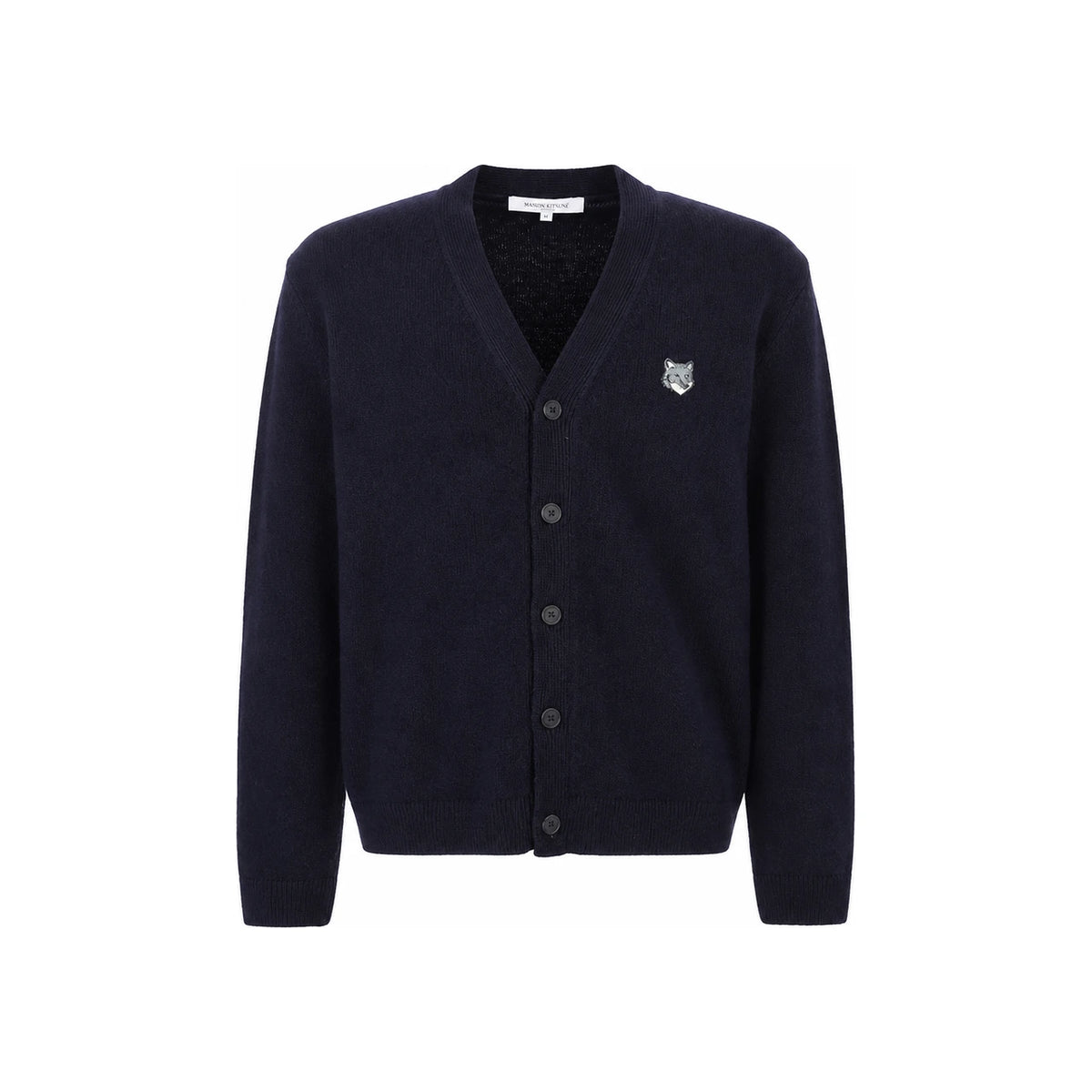 Maison Kitsune Fox Head Logo Men’s Wool Cardigan Navy PM00502 KT1006 0413