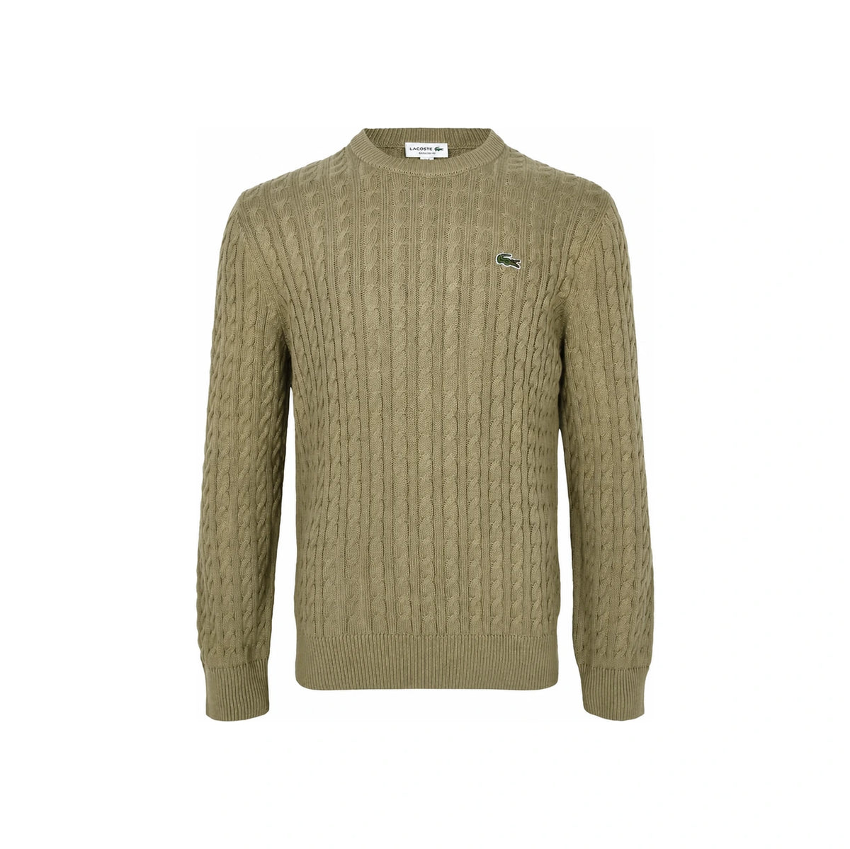 Lacoste Beige Cable Knit Crewneck Sweater for Men AH7627 BUH
