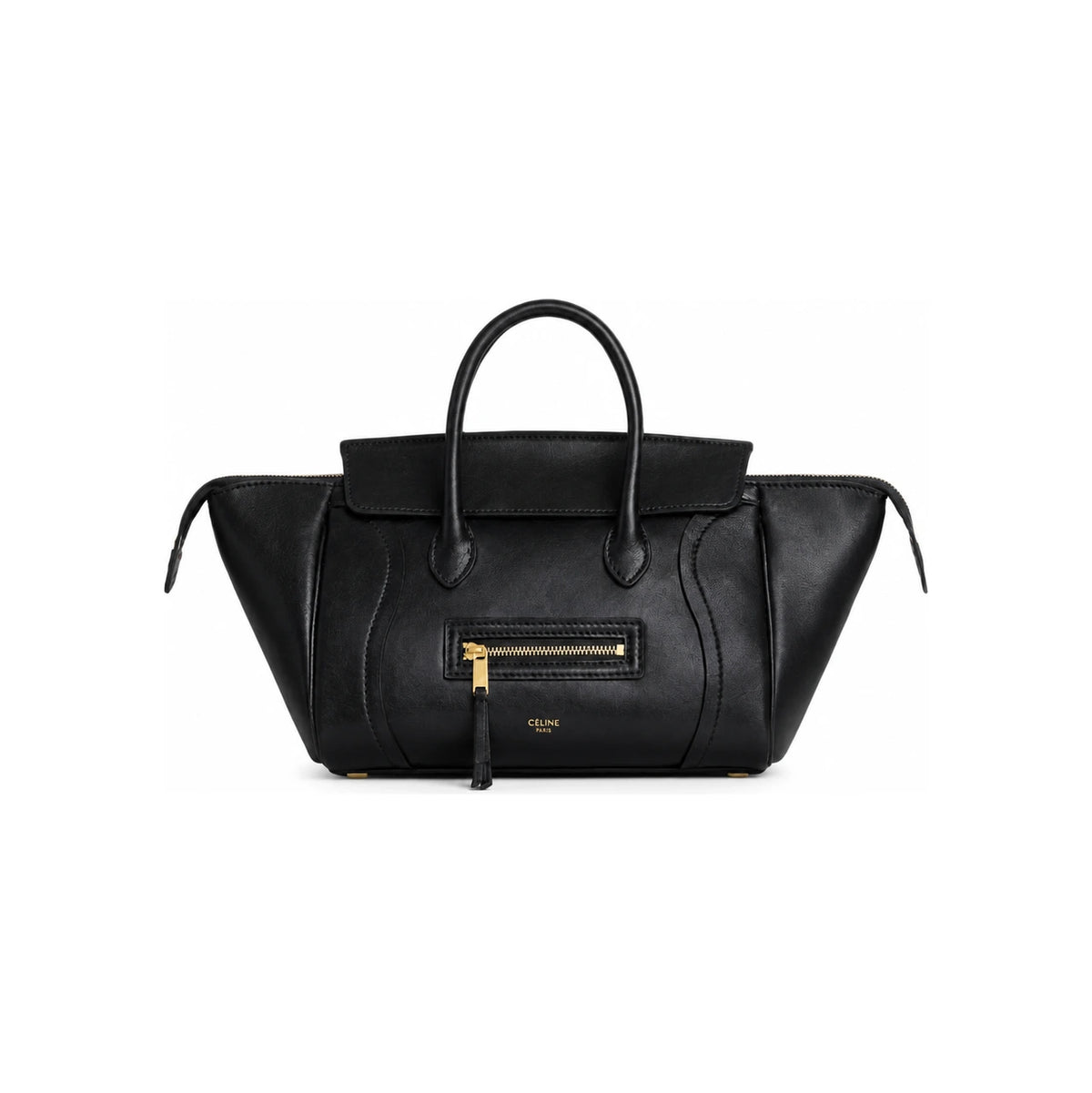 CELINE Luggage Supple Shiny Lambskin Black Tote Bag 124213GW2 38NO