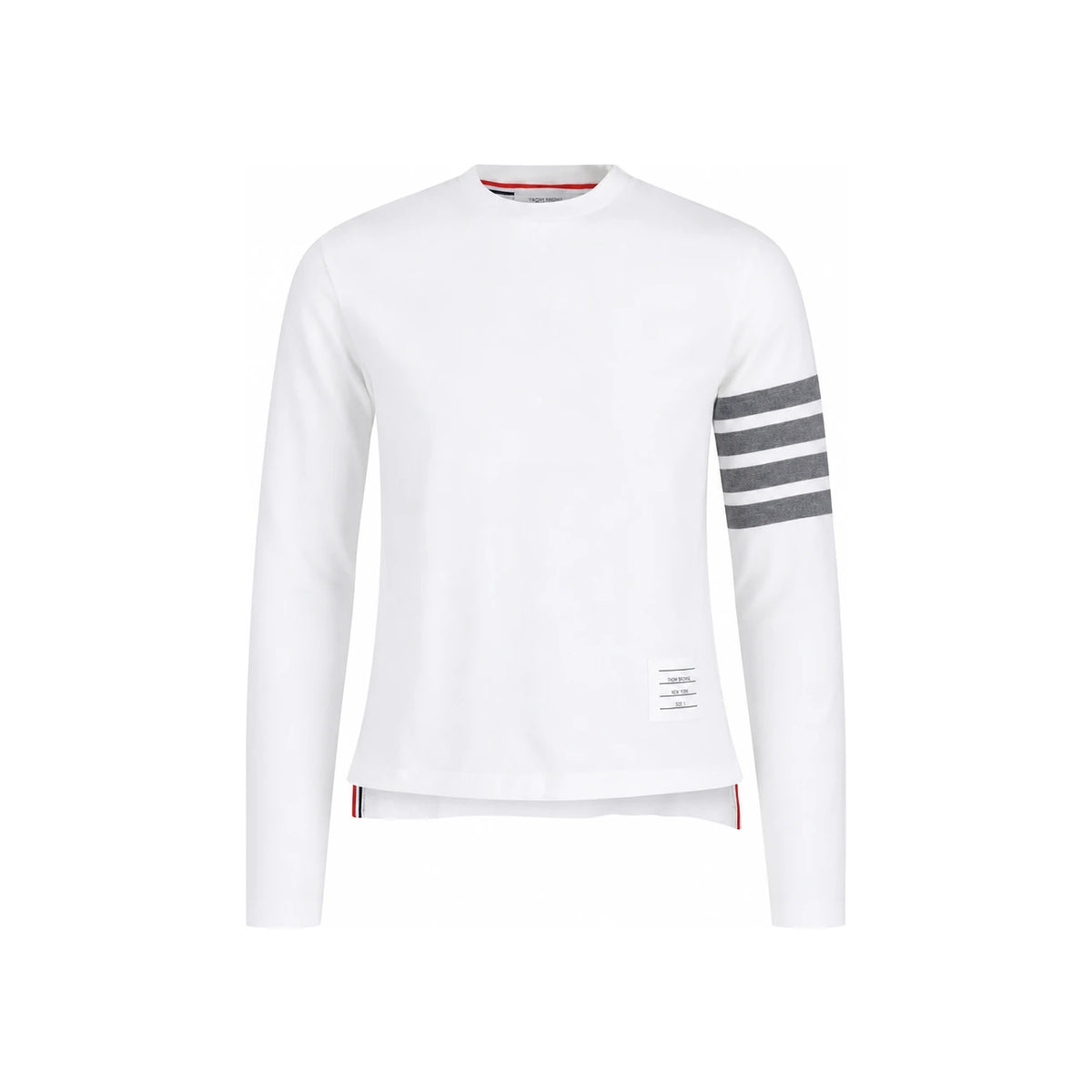 THOM BROWNE White 4-Bar Armband Long Sleeve T-Shirt