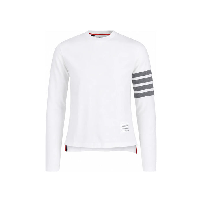 THOM BROWNE White 4-Bar Armband Long Sleeve T-Shirt