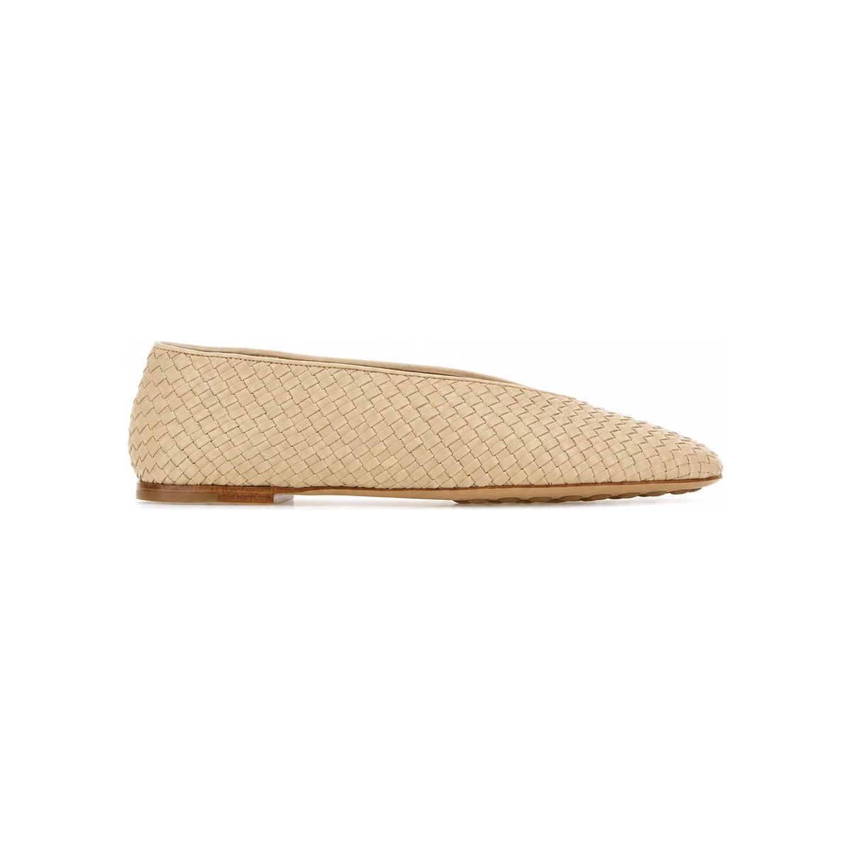 Bottega Veneta Beige Leather Square-Toe Flat Shoes