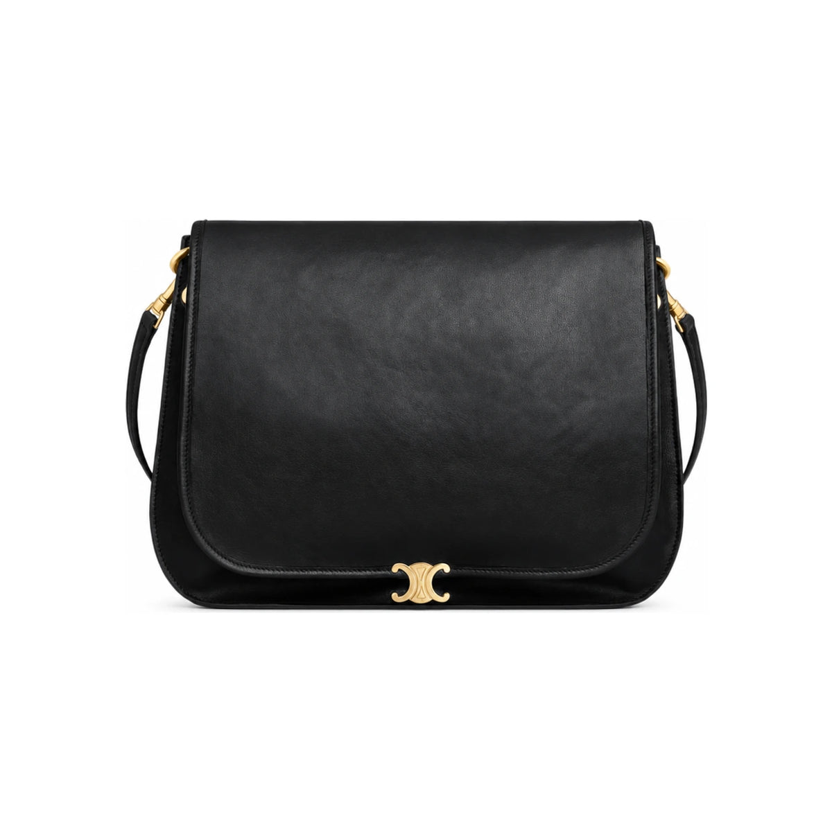 CELINE Soft Triomphe Besace Supple Shiny Lambskin Black Tote Bag 123632T88 38NO