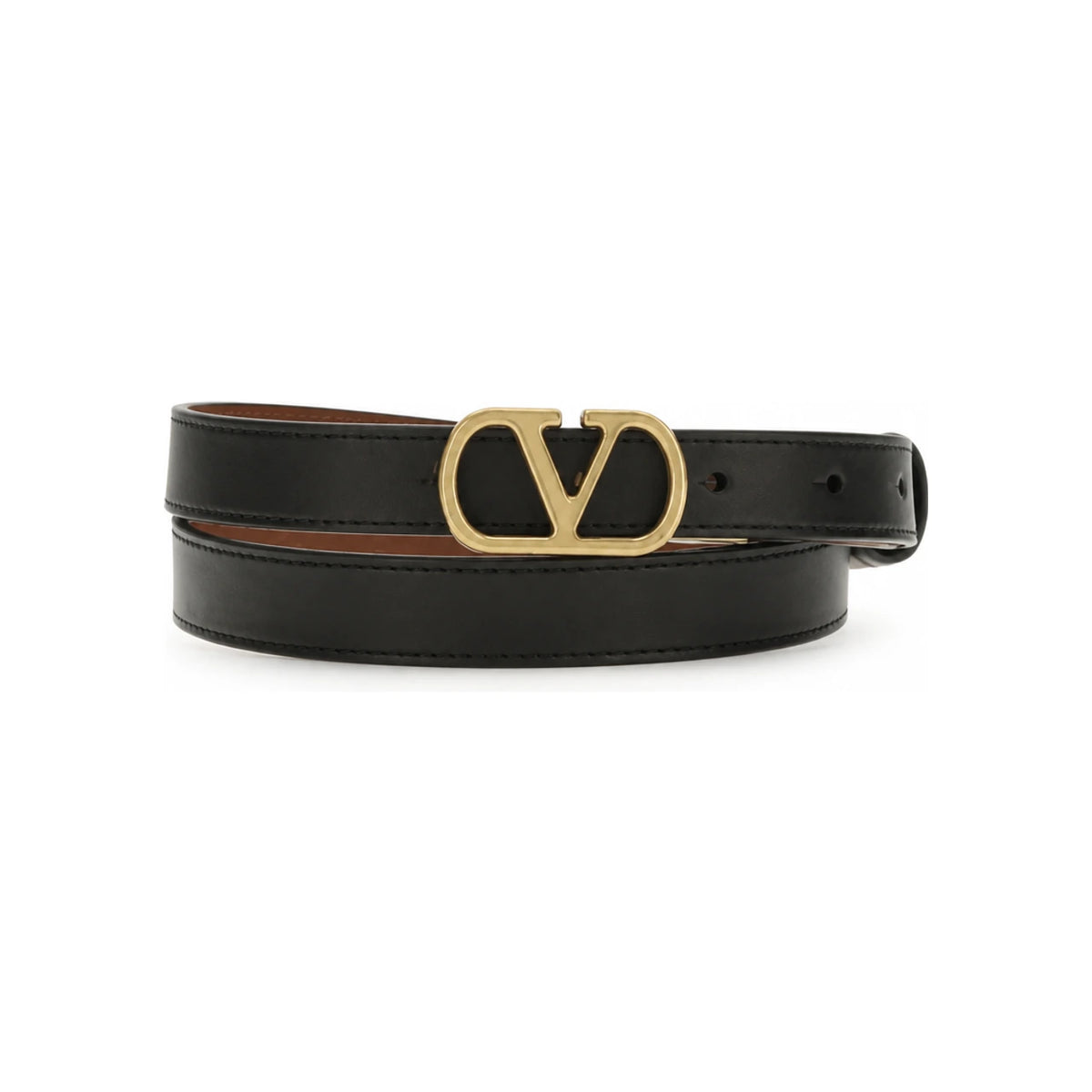 VALENTINO VLogo Signature Reversible Shiny Calfskin Belt