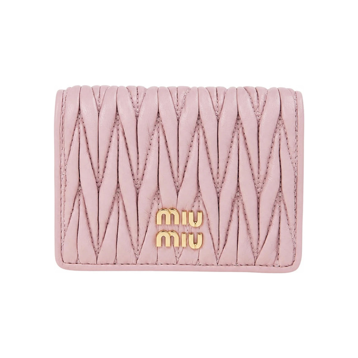 Miu Miu Small Matelassé Nappa Leather Card Holder Wallet Pink 5MV021 AFPP F0E18